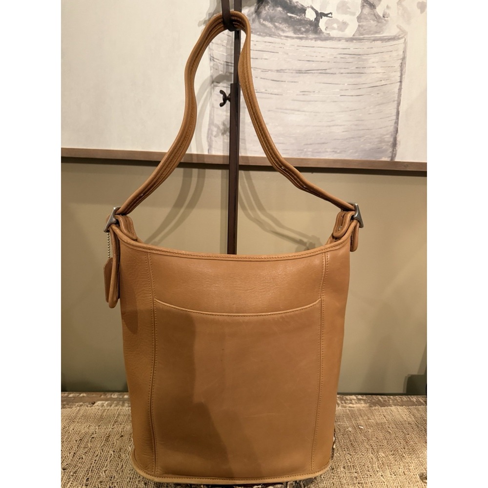 Vintage Coach Tan Slim Duffle Sac Glove-tanned Leather Brass Hardware 9060